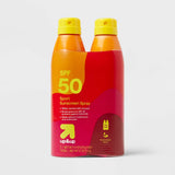 Sport Sunscreen Spray - SPF 50 - 5.5oz/2ct - up&up Whole Body, Paraben-Free protector solar