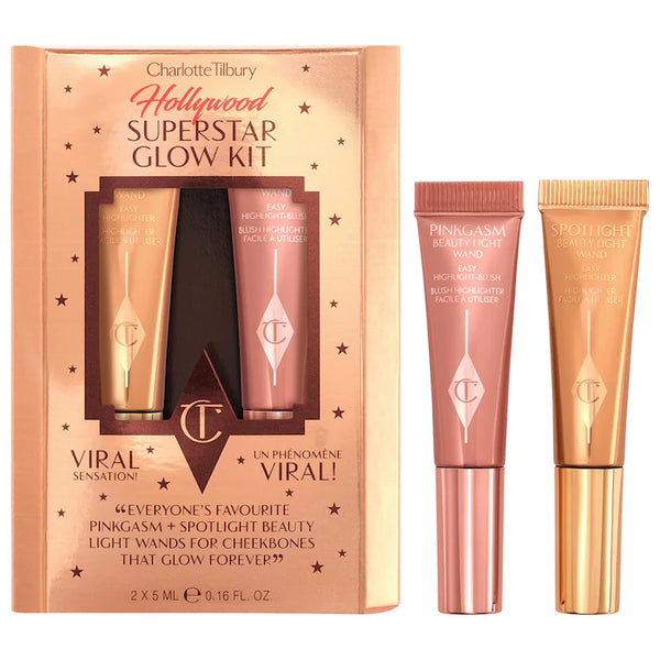 PREORDEN Charlotte Tilbury 
Mini Hollywood Superstar Beauty Highlighter Wand Duo Gift Set