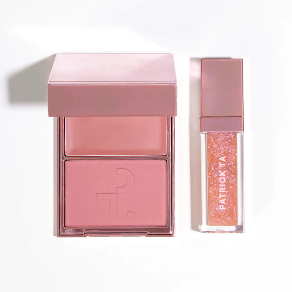 PREORDEN PATRICK TA 
Patrick's Glow and Gloss Set: Major Headlines Blush Duo and Lip Gloss Makeup Gift Set